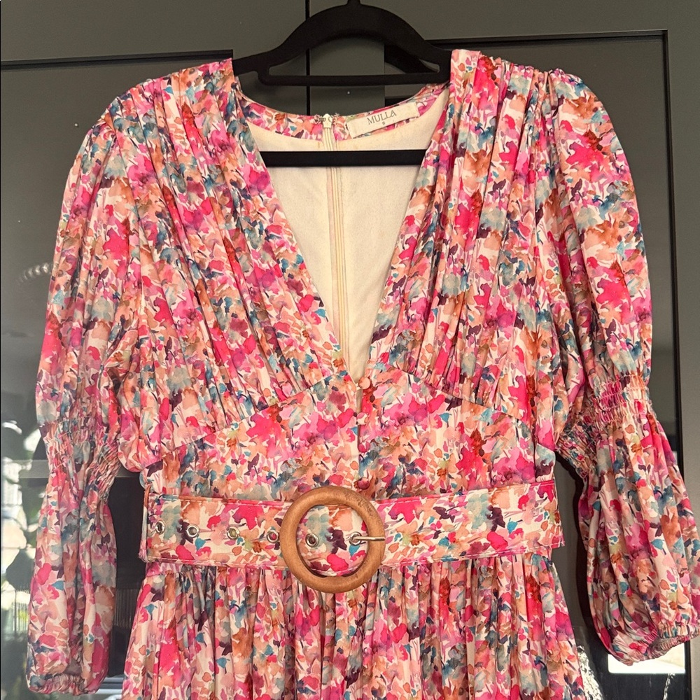 MULLA Floral Maxi Dress with Belt
